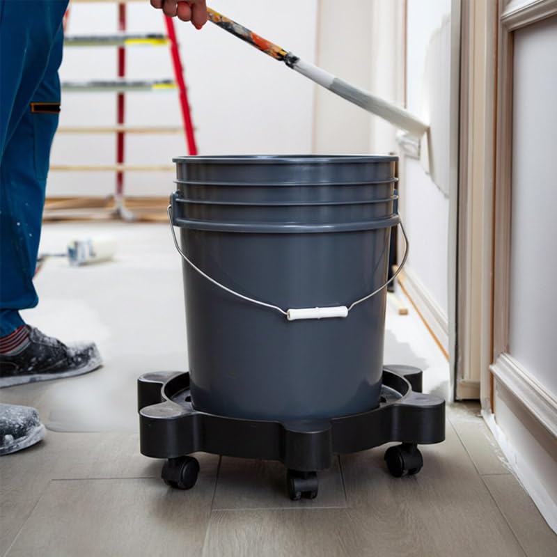TCD Parts 5 Gallon Black Plastic Bucket Dolly with 6 Swivel Casters â€“ Heavy Duty No-Tip No-Spill Rolling Base for Pails, Paint, Car Wash, and Shop Use â€“ Stable 360Â° Mobility, 75 lb Capacity - Image 3